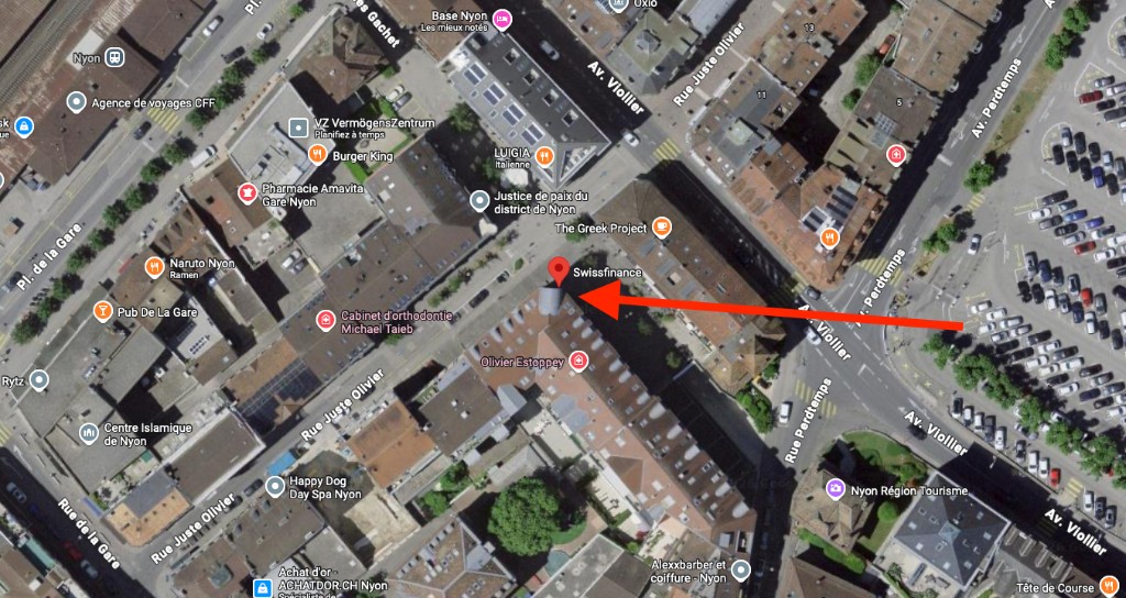 Plan Google Maps — Swissfinance SA, Rue Juste Olivier 9, Nyon